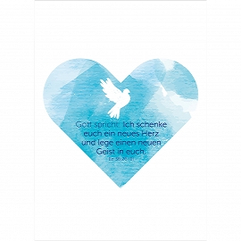 Jahreslosung 2017 - Ein neues Herz (Poster A4) Motiv *Herz und Taube*
