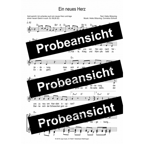 Ein neues Herz (Jahreslosung 2017) Noten, Chorsatz