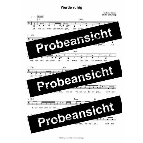 Werde ruhig, meine aufgewühlte Seele in mir (Noten-PDF-Download) Heiko Bräuning