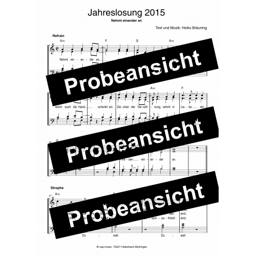 Nehmt einander an (Jahreslosung 2015) Noten, Chorsatz